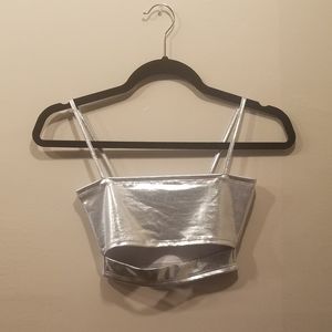 NWOT Silver Rave Crop Top